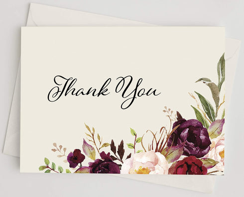 MPC Brands (50, Funeral Thank You Cards - Sympathy Bereavement Thank You Cards With Envelopes - Message Inside Rose)