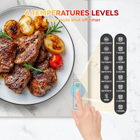 Togee -6 settings- Countertop-rollup Marble Warming Mat For Food-Marble Extra Large Warming Trays For Buffets Party