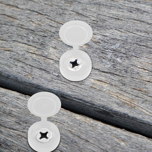 100 Hotop Pieces Hinged Screw Cover Caps Plastic Shutter Fold Screw Snap Covers Washer Flip Tops(Small,White)