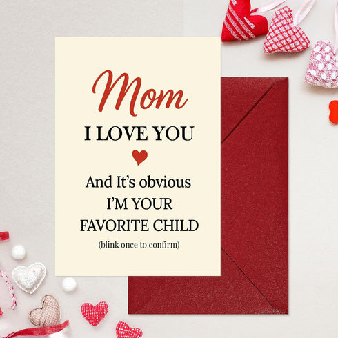 5x7 Cheerin Funny Birthday Cards for Mom Hilarious I Love You Card for Mum with Envelope from Daughter and Son