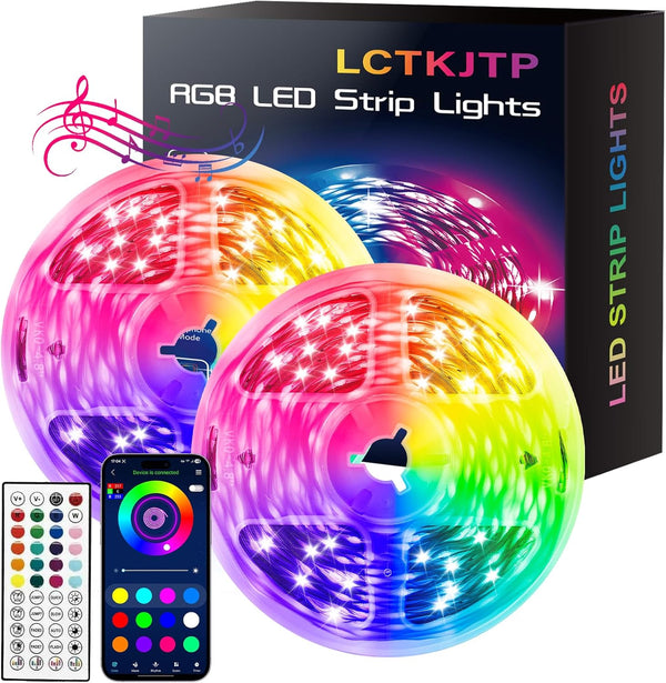 LCTKJTP LED Strip Lights,RGB Music Sync Color Changing Led Lights with Smart App
