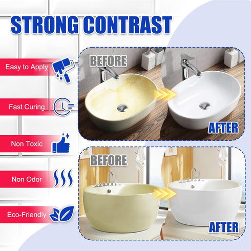 35oz Countertop 50-60 Tub and Tile Refinishing Kit - Semi-Gloss White Tile Paint with Tools for Bathtub Sink