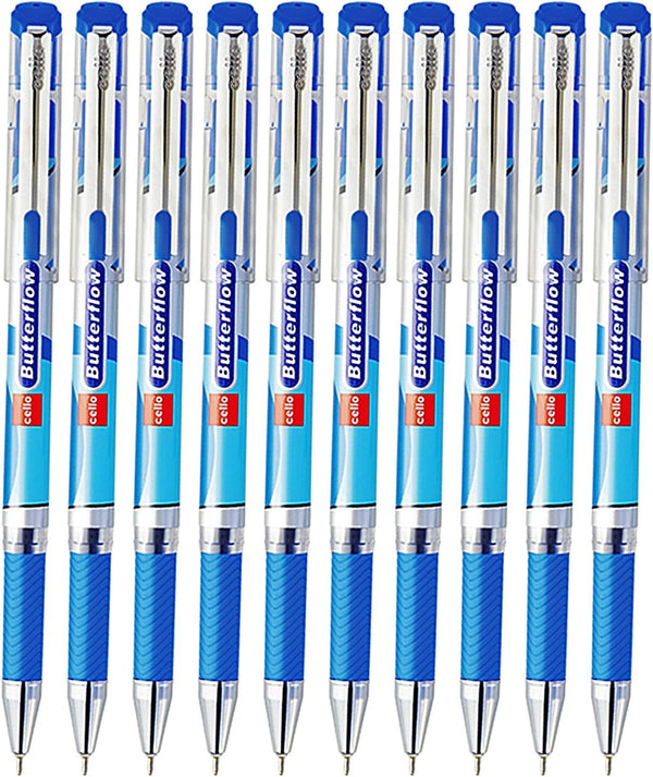 Cello Smooth Butterflow Ballpoint Pen, Regular Use Premium Pen, Pack of 10
