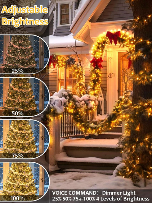 274ft 800 7 Commands, 12 Voice Controlled Smart Christmas Lights Outdoor, LED Twinkle String Lights with Voice Modes