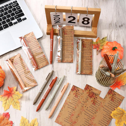 Sayglossy 200 Sets Thanksgiving Gifts Bulk Thanksgiving Party Favors Fall Ballpoint Pen Autumn Greeting Thank You Poem