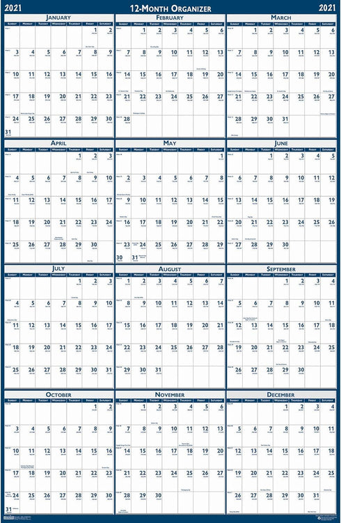 House of Doolittle 2021 Laminated Wall Calendar - Reversible, Horizontal/Vertical, 24 x 37 Inches, January - December