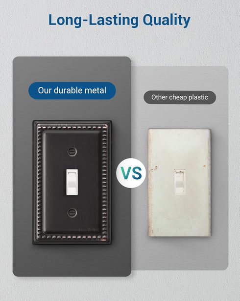 DEWENWILS Decorative Light Switch Cover, Metal Toggle Light Switch Wall Plates, Aged Bronze Outlet Covers for Home,