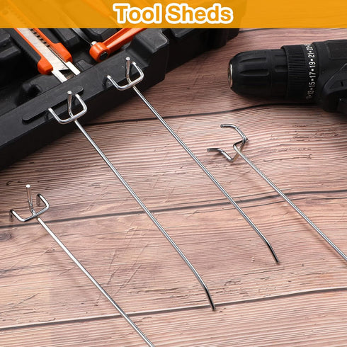 100 Pack Stainless Steel Peg Board Hooks, 8 Inch Hanging Holders for 1/8 and 1/4 Pegboard, Garage Storage Organizer