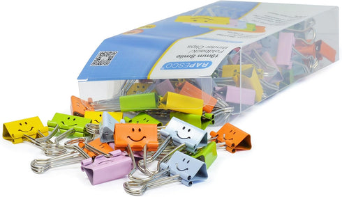 RAPESCO Smile Foldback Clips 3/4", Assorted Colours, Pack of 80