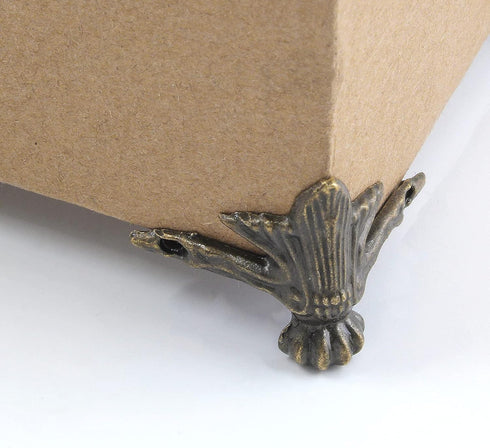 20 Pcs Antique Brass Box Legs for Wood Case Jewelry Chest Storage, Decorative Corner Protector (Style4, Bronze)