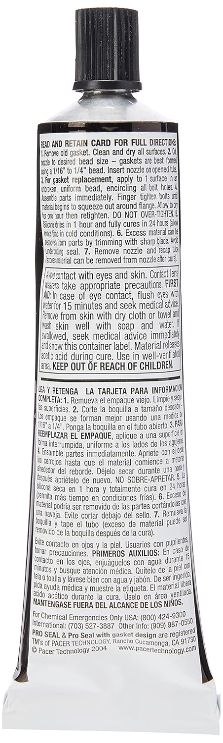 PRO SEAL RTV Silicone Sealant,3 oz Tube,Black (80046)