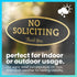 ExcelMark No Soliciting Sign for House or Business, Durable Indoor/Outdoor Sign, Large - 3.6" x 9", Black with Gold