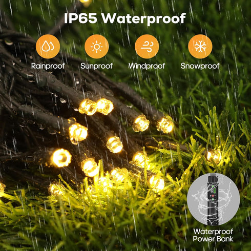 2-Pack 66ft 200LED 1200mah Rechargeable Battery Operated String Lights, Total Rechargeable String Light Waterproof