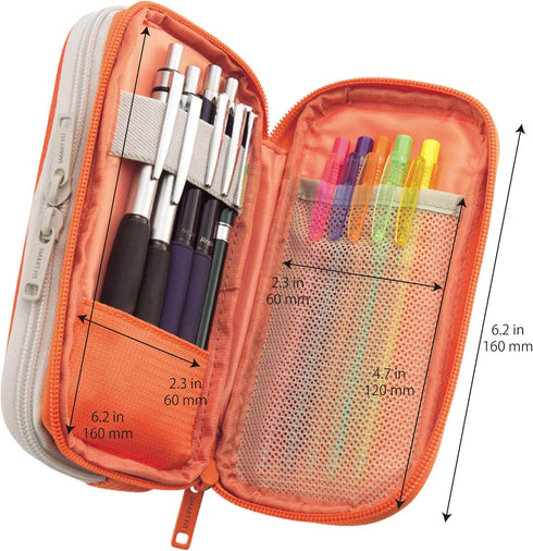 LIHIT LAB Double Pen Case, Black, 3.3 x 6.9" (A7660-24)