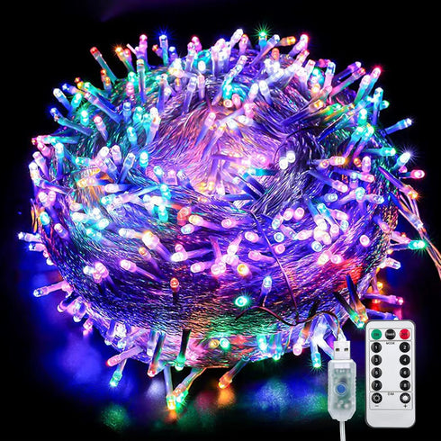 L LAMPOP Firecracker String Lights 200LED Starry Light 8 Modes USB with Remote Waterproof