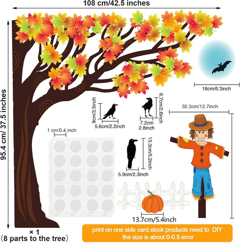 Zonon 128 Pcs Happy Fall Y'all Classroom Tree Bulletin Board Set, Woodland Whimsy Autumn Decorations for Thanksgiving