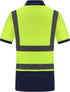 High Visibility Polo Shirt, Short Sleeve Job Safety Reflective Gear, Yellow, Medium