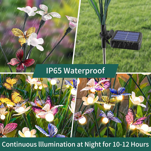 FENSAN Lights,4packs-32LED IP65 Solar Garden Outdoor Solar Powered Decor for Yard, Patio, Pathway, Waterproof Butterfly