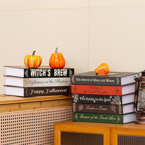 Set Halloween Decorative Faux Books Foldable Hardcover Book Storage Boxes with Hidden Compartments Gothic Book Decor