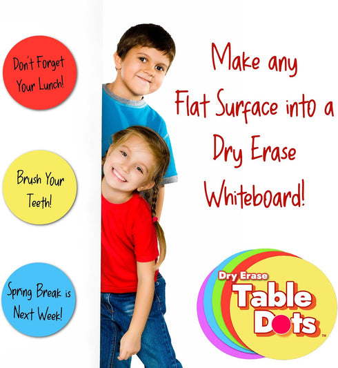 Table Dots Dry Erase Circles for Classroom Teachers, 10 Pack, 12" PVC, 5 Colorful Stickers, Removable Desktop Whiteboard