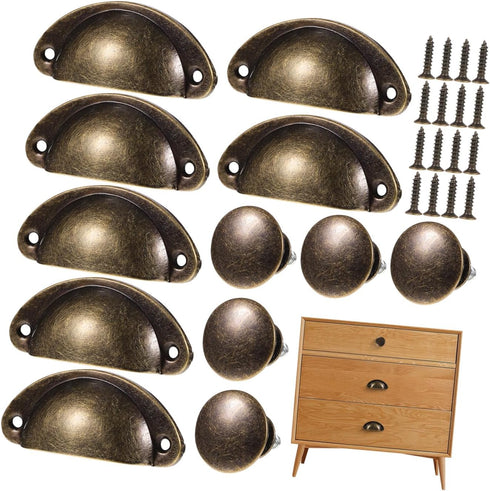 Luxshiny 24 Pcs Vintage Bronze Mushroom Shape Cabinet Door Knobs with Screws