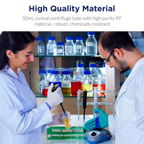 Membrane Solutions 50mL Conical Centrifuge Tubes, 25 Pack Sterile Plastic Test Tubes with Screw Caps, Non-Pyrogenic