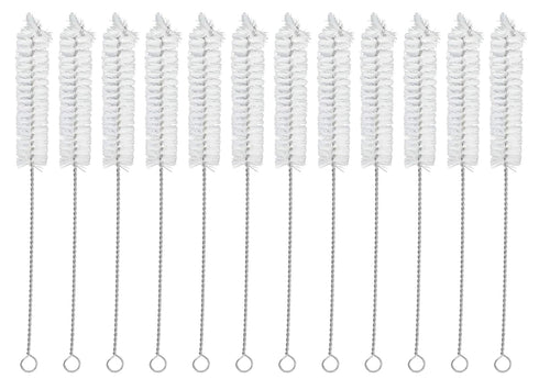 EISCO 12PK Bristle Cleaning Brushes, 9" with Fan-Shaped Ends - Twisted Stainless Steel Wire Handle