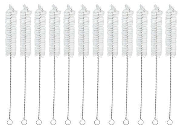 EISCO 12PK Bristle Cleaning Brushes, 9" with Fan-Shaped Ends - Twisted Stainless Steel Wire Handle