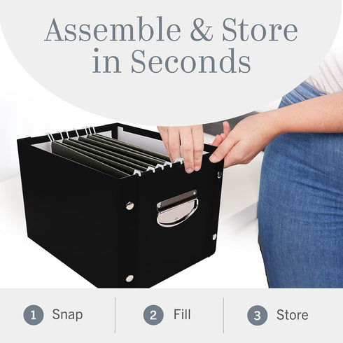 Snap-N-Store File Storage Box & Organizer - 2 Pack, Portable File Boxes for Documents, Back To School