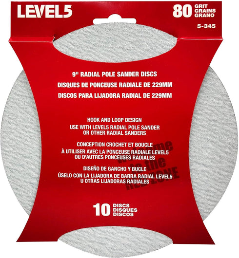 LEVEL5 80 Grit 9" Radial Drywall Sander Disc - 10 Pack | 5-345