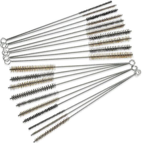 Wire Tube Brushes for Cleaning Pipe - Stainless Steel Round Wire Brush for Auto Parts, Bottles, Tubes (20 Pieces)