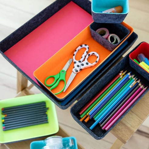 Three by Three Seattle Felt·Like·It! Multicolor Felt Bins for Office, Crafts, Classroom, Living Room & Bedroom