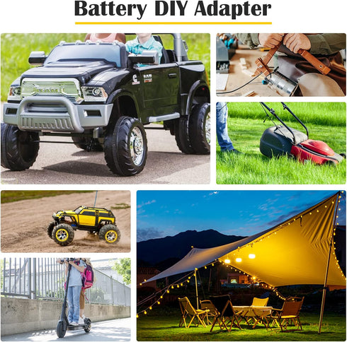 2 Packs Power Wheel Adapter for Dewalt 20V Battery Adapter Power Wheels Battery Converter Kit with Fuses & Wire Terminals, 12AWG Wire, Power Connector for DIY Rc Car Toys, Robotics and Rc Truck
