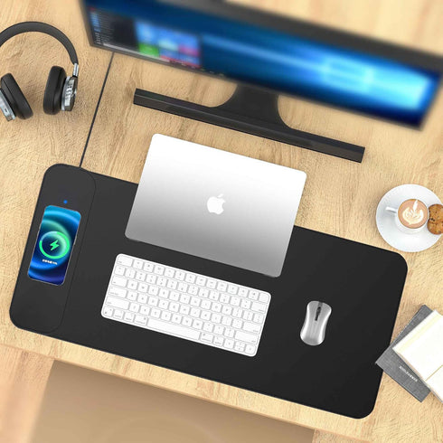 Loyobo 15W 29x13 inch Magnetic Wireless Charging Gaming Mouse Pad for MacBook, PC, Laptop - Large PU Leather