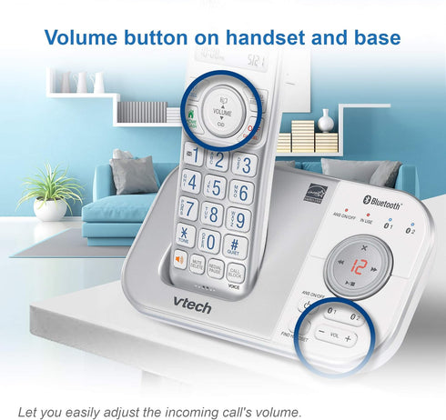 VTech VS112-27 DECT 6.0 Bluetooth Cordless Phone with 2 Handsets, Answering Machine, Call Blocking, Caller ID, Intercom