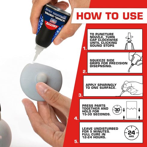 Loctite Super Glue Ultra Gel Control, Clear, 0.14 fl oz Bottle, 2 Pack for Plastic, Wood, Metal