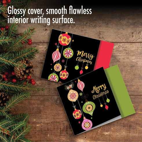 The Best Card Company 10 Boxed Holiday Cards for Christmas, Fun Assorted Notecard Set, Retro Groovy Greetings