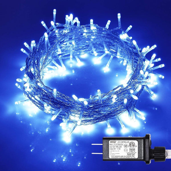 ILLUMINEW 300 LED Blue Outdoor Indoor String Lights, Safety Plug in 8