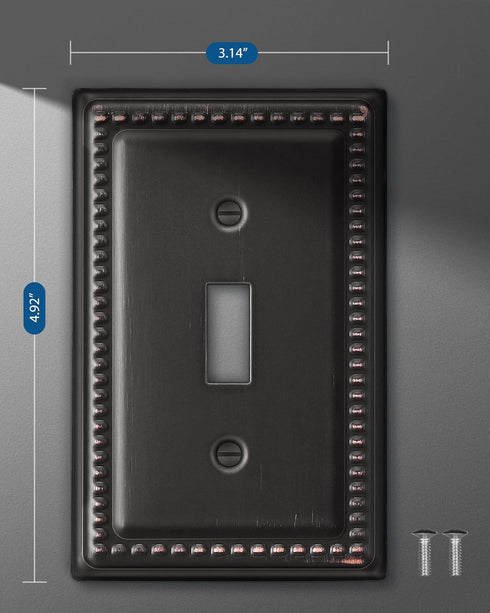 DEWENWILS Decorative Light Switch Cover, Metal Toggle Light Switch Wall Plates, Aged Bronze Outlet Covers for Home,