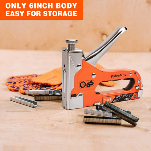 ValueMax Heavy Duty Staple Gun, 3-in-1 Manual Nail Gun with 3000 Staples for DIY, Upholstery, and Craft