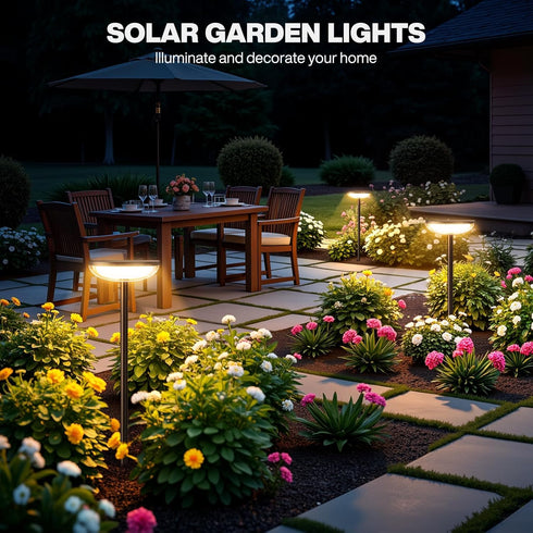 2 Pack 15Hrs, ELECLINK Tall Solar Pathway Lights Outdoor, Solar Garden Lights Outdoor Waterproof Bright Up to Round