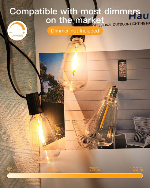 GLUROO LED String Light Bulbs, ST38 Shatterproof, E12 C7 Screw Base, 1W Equivalent to 7W Incandescent, 4 Pack