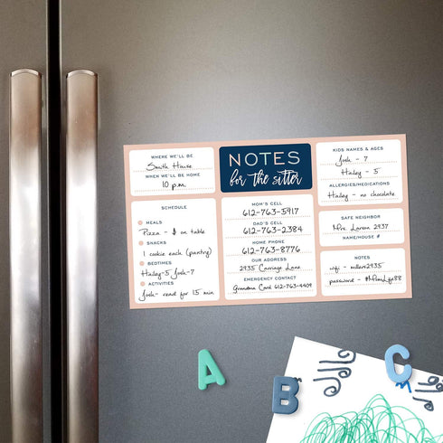 Babysitter Notepad, 50 Pages with Sticky Note Adhesive on Back