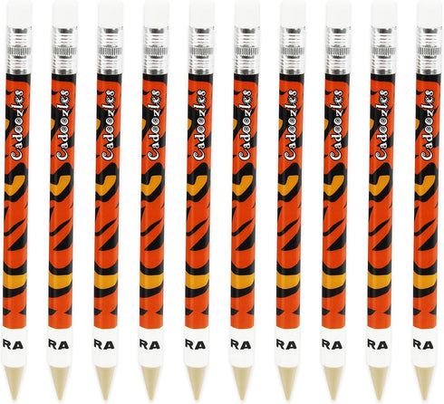 Zebra Cadoozle Mini Mechanical Pencil - 0.7mm Lead, Novelty Tiger Animal Print, Pack of 10