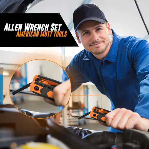 AMERICAN MUTT TOOLS 17pc Folding Allen Wrench Set SAE and Metric Hex Key Allen Wrenches