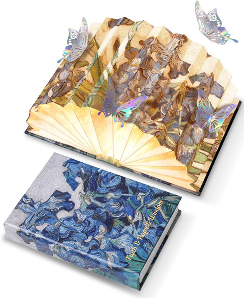 Book Shaped Light, Mothers Day Gifts BookLamp for Book Lovers Gifts,Van Gogh Iris Design Foldable Lamp Perfect