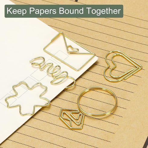 YOKIVE 20 Pcs Gold Envelope Shape Paper Clips, Great for Daily Use, Keep Desk Neat, Art, Home