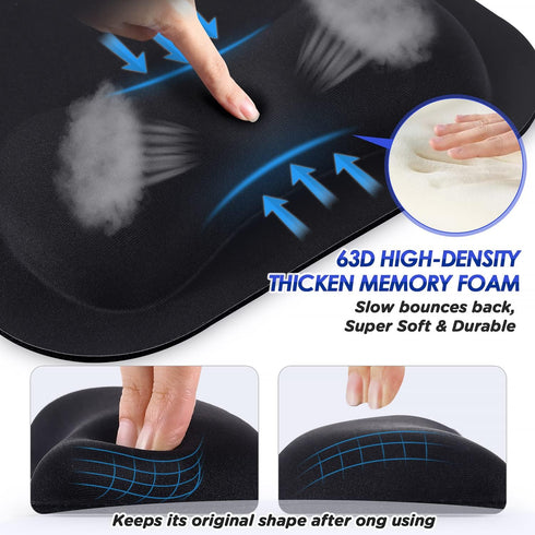 Gimars Large Smooth Superfine Fibre Memory Foam Ergonomic Mouse Pad Wrist Rest Support Mousepad with Nonslip Base