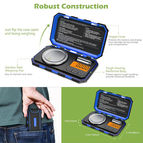 KeeKit Digital Pocket Scale: 50g 0.001g Professional Milligram Scale with Calibration Weight and LCD Display