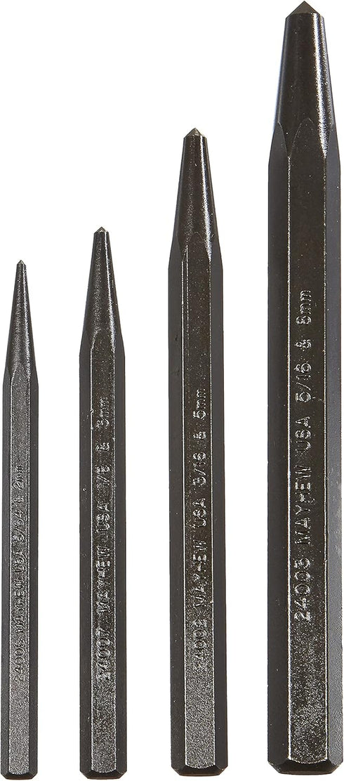 Mayhew Tools 62215 Center Punch, Black Oxide Finish, 4-Piece Set